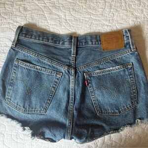 Levi's Blue Jean Shorts High-Waisted Distressed